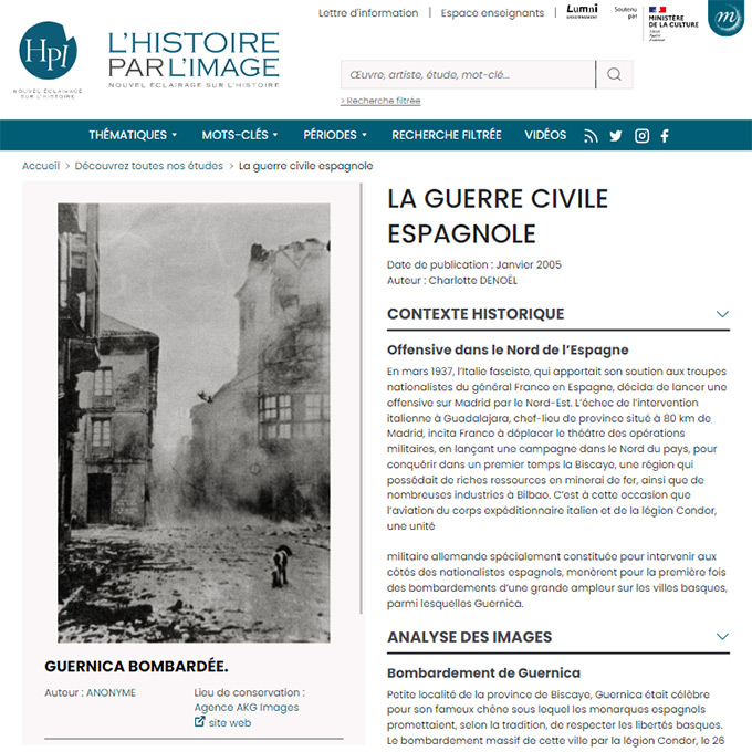 Article de L'Histoire par l'image sur Guernica