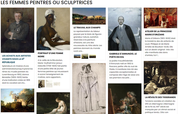 Capture d'écran Les femmes peintres ou sculptrices sur le site Histoire par l'image