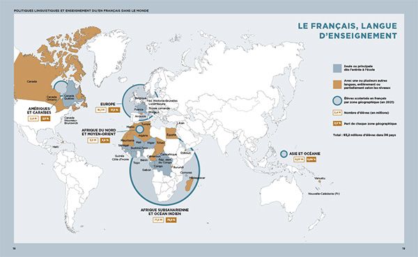 Carte le français, langue d'enseignement