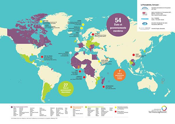 Carte de la densité francophone dans le monde